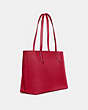 COACH®,CENTRAL TOTE WITH ZIP,Pebbled Leather,X-Large,Gunmetal/Red Apple,Angle View