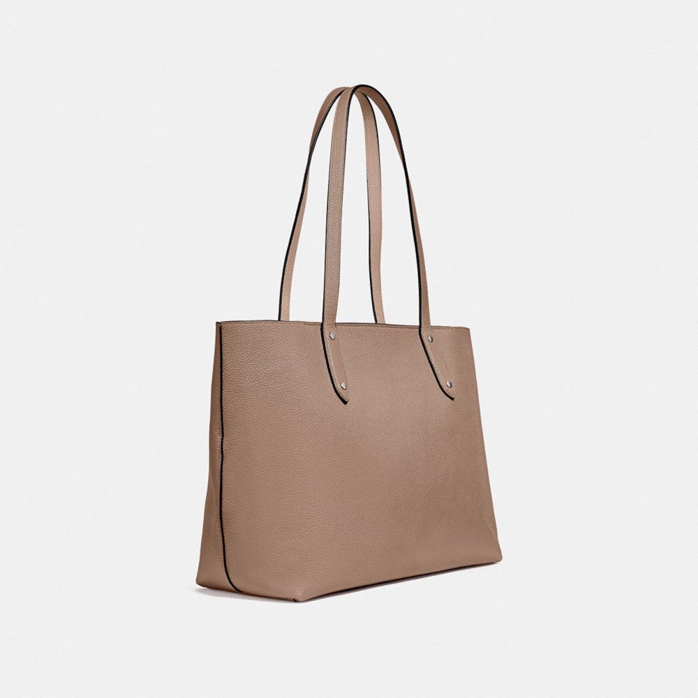 COACH®,CENTRAL TOTE WITH ZIP,Pebbled Leather,X-Large,Light Antique Nickel/Taupe,Angle View