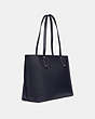 COACH®,CENTRAL TOTE WITH ZIP,Pebbled Leather,X-Large,Silver/Midnight Navy,Angle View