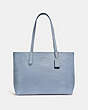COACH®,CENTRAL TOTE WITH ZIP,Pebbled Leather,X-Large,Silver/Mist,Front View