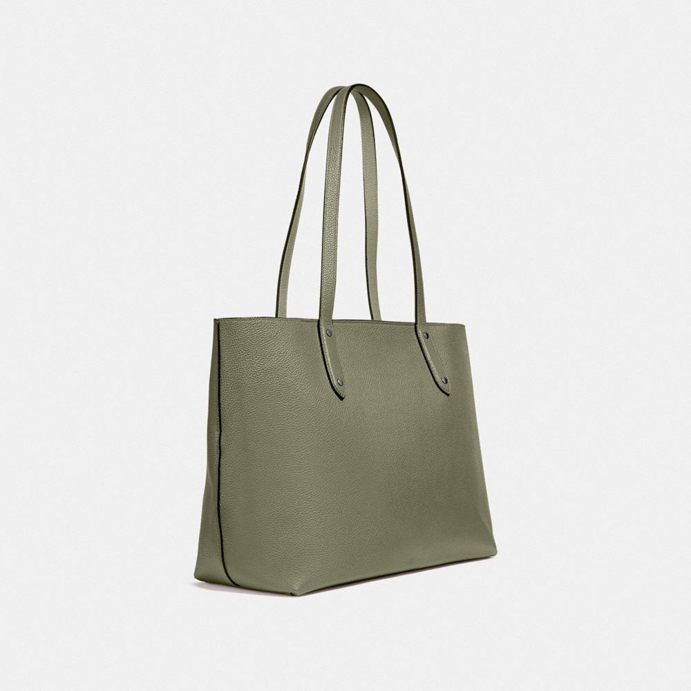 COACH®,CENTRAL TOTE WITH ZIP,Pebbled Leather,X-Large,Pewter/Light Fern,Angle View