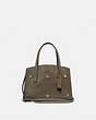 COACH®,CHARLIE CARRYALL 28 WITH SCATTERED RIVETS,Leather,Brass/Moss,Front View