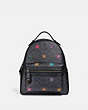 COACH®,CAMPUS BACKPACK IN SIGNATURE CANVAS WITH STAR APPLIQUE AND SNAKESKIN DETAIL,Coated Canvas,Large,Charcoal/Multi/Pewter,Front View