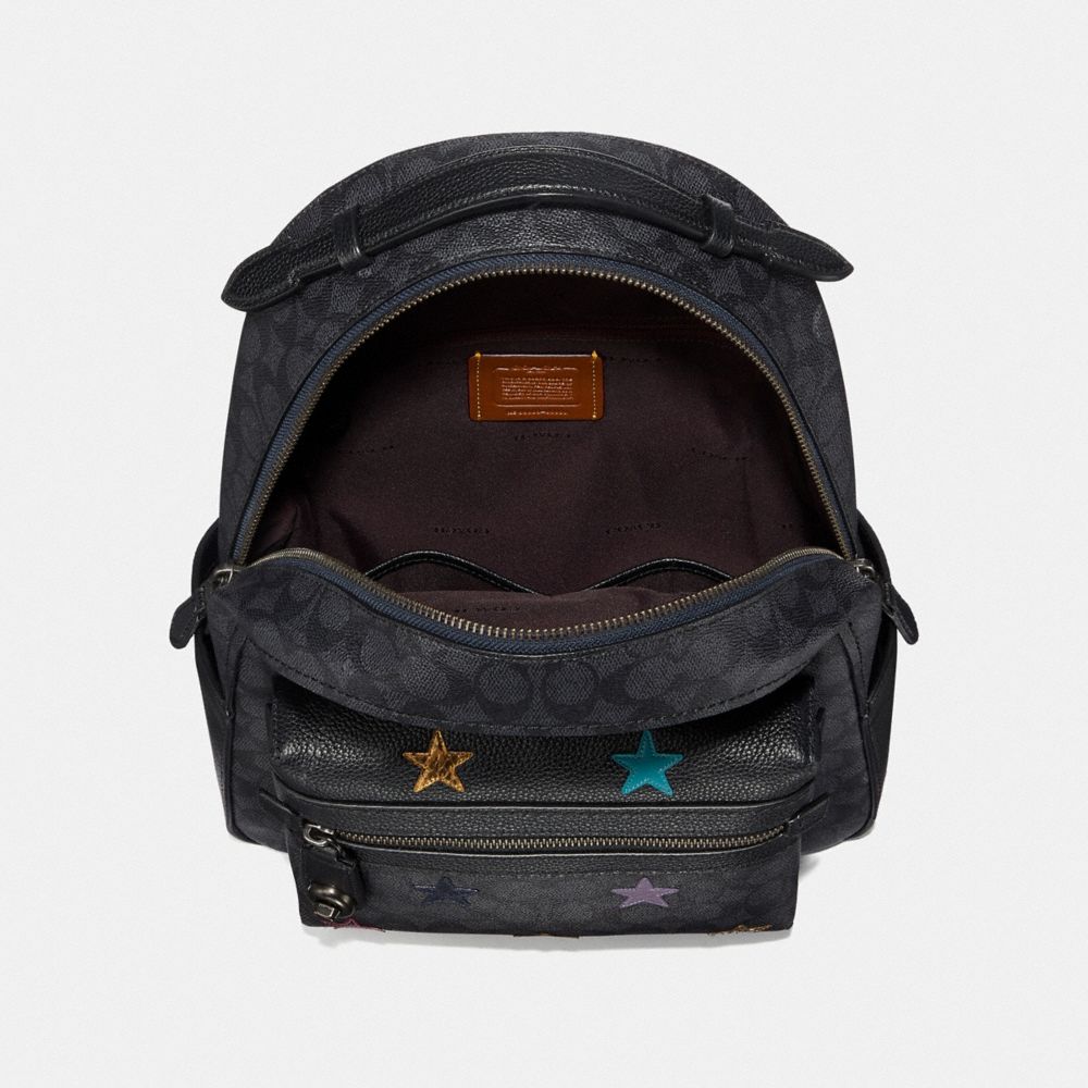Campus Backpack In Signature Canvas With Star Applique And Snakeskin Detail