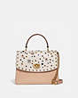 COACH®,PARKER TOP HANDLE WITH SCATTERED RIVETS,Leather,Medium,Brass/Chalk Multi,Front View