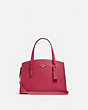 COACH®,CHARLIE CARRYALL 28 IN COLORBLOCK,Leather,GD/Bright Cherry Multi,Front View