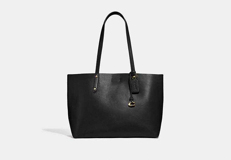 COACH®,CENTRAL TOTE,Leather,X-Large,Gold/Black,Front View