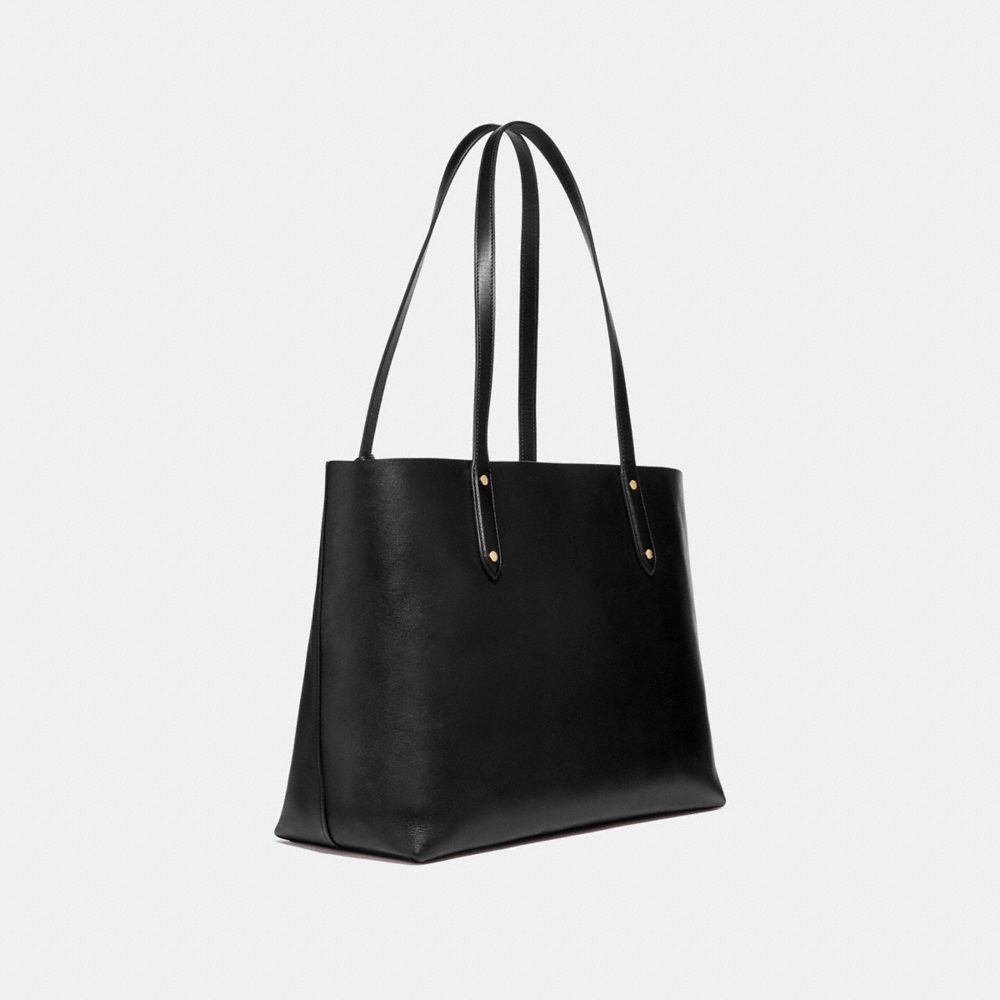 COACH®,CENTRAL TOTE,Leather,X-Large,Gold/Black,Angle View