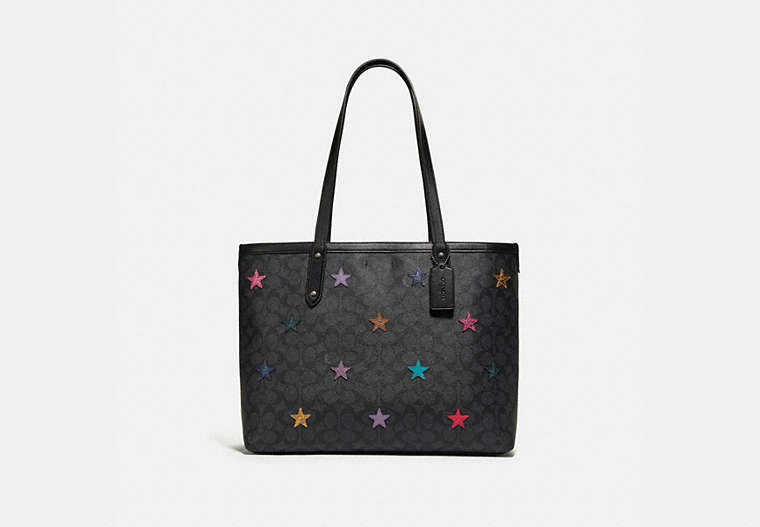 Central Tote In Signature Canvas With Star Applique And Snakeskin Detail
