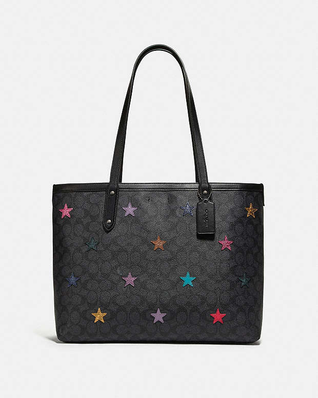 COACH® | Central Tote In Signature Canvas With Star Applique And 