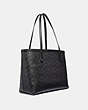 COACH®,CENTRAL TOTE IN SIGNATURE CANVAS WITH STAR APPLIQUE AND SNAKESKIN DETAIL,Coated Canvas,Large,Charcoal/Multi/Pewter,Angle View