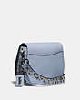 COACH®,SADDLE WITH SCATTERED RIVETS,Glovetanned Leather,Pewter/Mist,Angle View