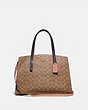 COACH®,CHARLIE CARRYALL IN COLORBLOCK SIGNATURE CANVAS,pvc,Large,Brass/Tan/Ink/Light Peach,Front View