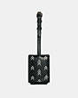 COACH®,LUGGAGE TAG WITH LINE ARROW PRINT,Leather,Black/Chalk,Front View