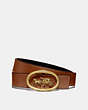 COACH®,HORSE AND CARRIAGE BUCKLE BELT, 32MM,Leather,Brass/Saddle Black Black,Front View