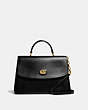 COACH®,PARKER TOP HANDLE 32,Leather,Large,Brass/Black,Front View
