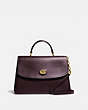 COACH®,PARKER TOP HANDLE 32,Leather,Large,Brass/Oxblood,Front View