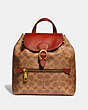 COACH®,EVIE BACKPACK 22 IN SIGNATURE CANVAS,Leather,Medium,Brass/Tan/Rust,Front View