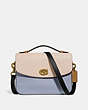 COACH®,CASSIE CROSSBODY IN COLORBLOCK,Pebble Leather,Small,Brass/Mist Straw Multi,Front View