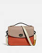 COACH®,CASSIE CROSSBODY IN COLORBLOCK,Pebble Leather,Small,Pewter/Ginger Multi,Front View