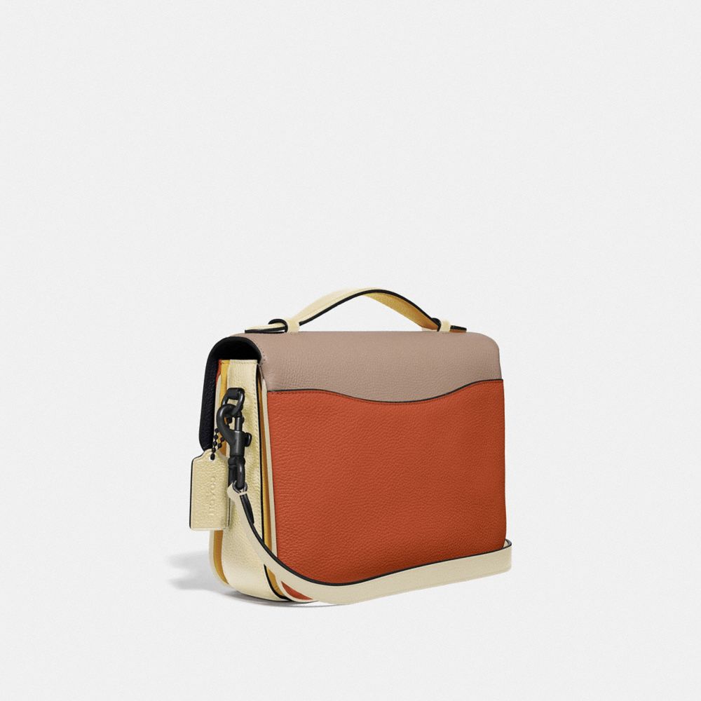 COACH®,CASSIE CROSSBODY IN COLORBLOCK,Pebble Leather,Small,Pewter/Ginger Multi,Angle View