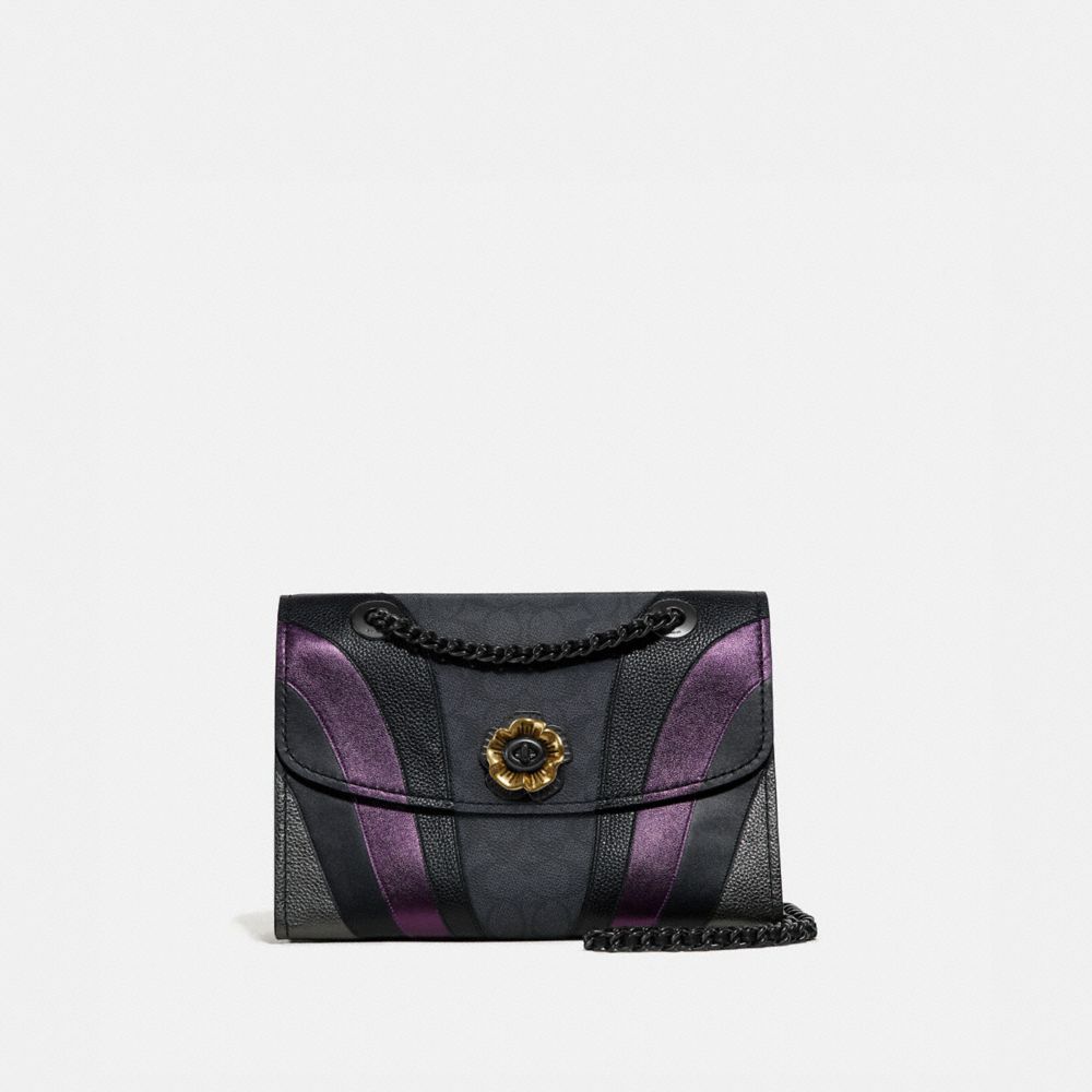 COACH®,PARKER IN SIGNATURE CANVAS WITH WAVE PATCHWORK,Leather,Medium,Charcoal/Multi/Pewter,Front View