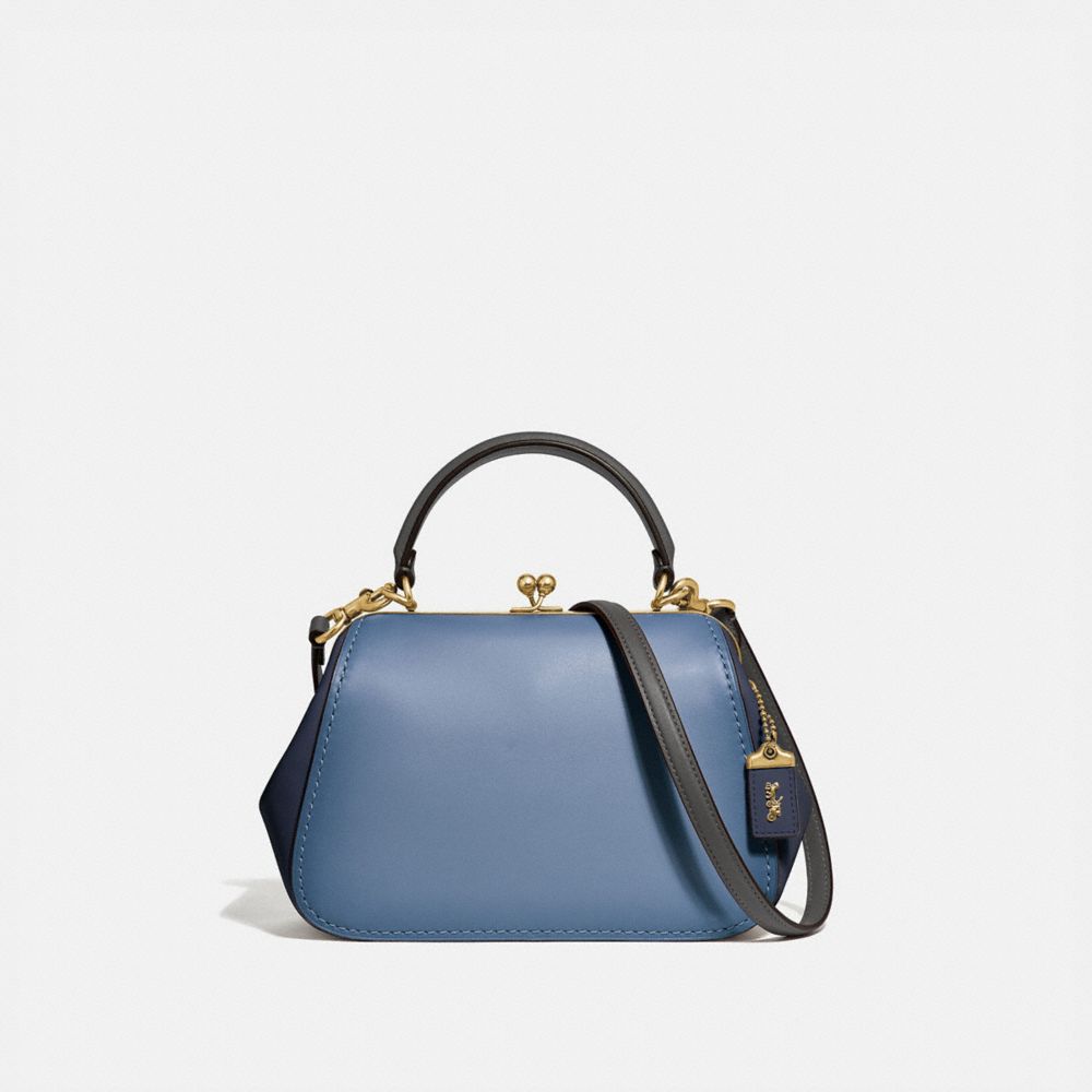 Coach+Colorblock+Glovetanned+Leather+Kisslock+Frame+Bag+Slate+Blue+23+69534  for sale online