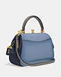 COACH®,FRAME BAG 23 IN COLORBLOCK,Leather,Small,Brass/SLATE,Angle View