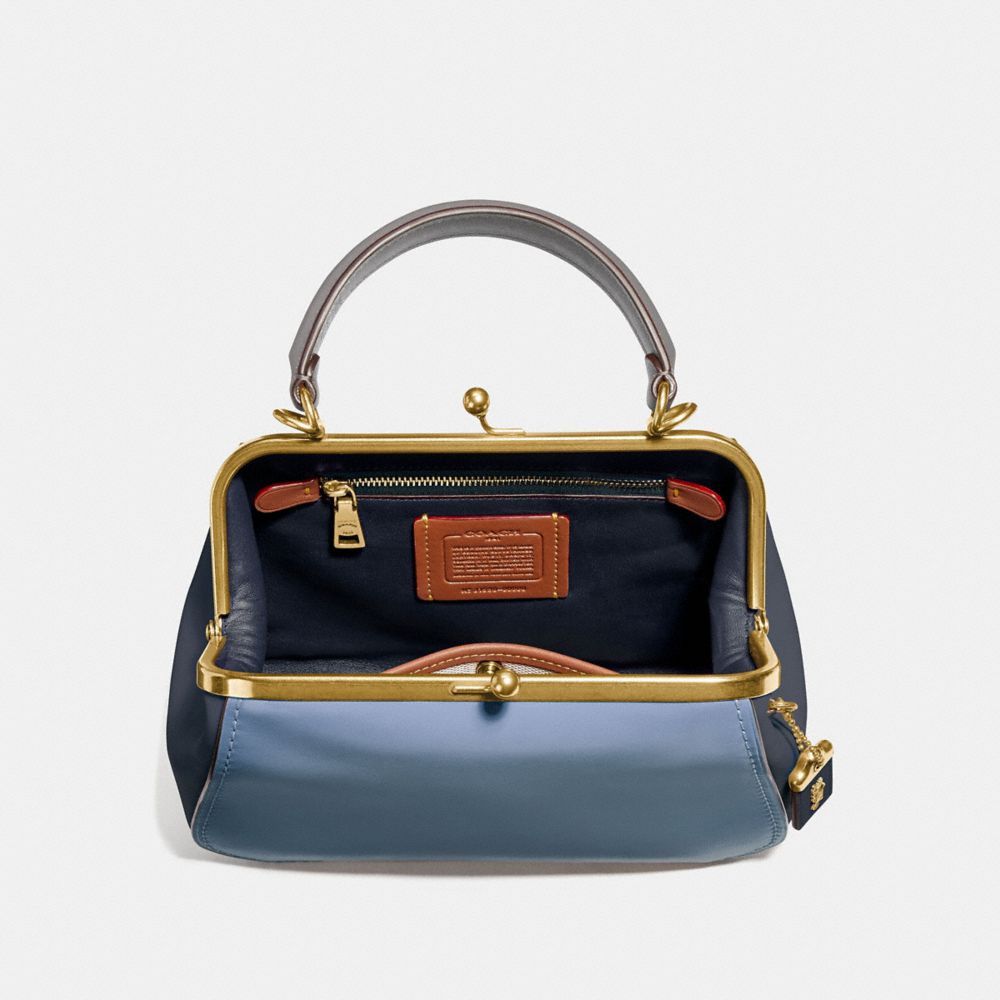 Coach+Colorblock+Glovetanned+Leather+Kisslock+Frame+Bag+Slate+Blue+23+69534  for sale online