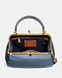 COACH®,FRAME BAG 23 IN COLORBLOCK,Leather,Small,Brass/SLATE,Inside View,Top View