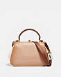 COACH®,FRAME BAG IN COLORBLOCK,Leather,Medium,Brass/Beechwood,Front View