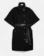 COACH®,DOUBLE FACE BELTED CAPE,wool,Black,Front View