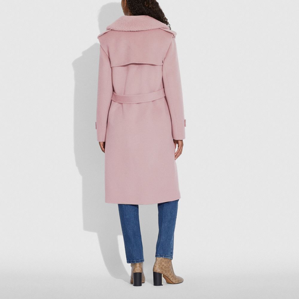 COACH®,Double Face Midi Coat With Removable Shearling Collar,,Scale View