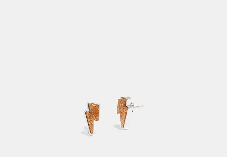 COACH®,LIGHTNING BOLT STUD EARRINGS,resin,Silver/Yellow,Front View image number 0