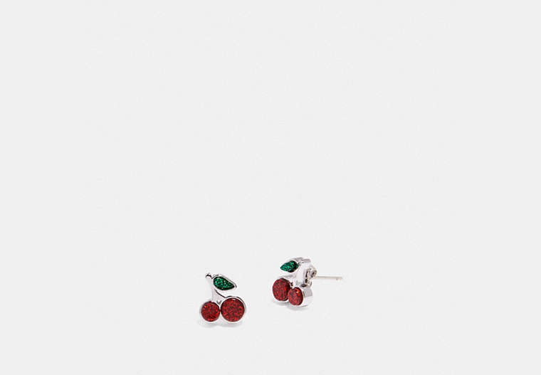 COACH®,CHERRY STUD EARRINGS,resin,Silver/Multi,Front View