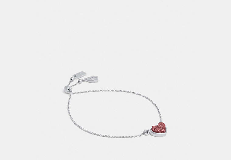 COACH®,HEART CHAIN BRACELET,resin,Silver/Pink,Front View