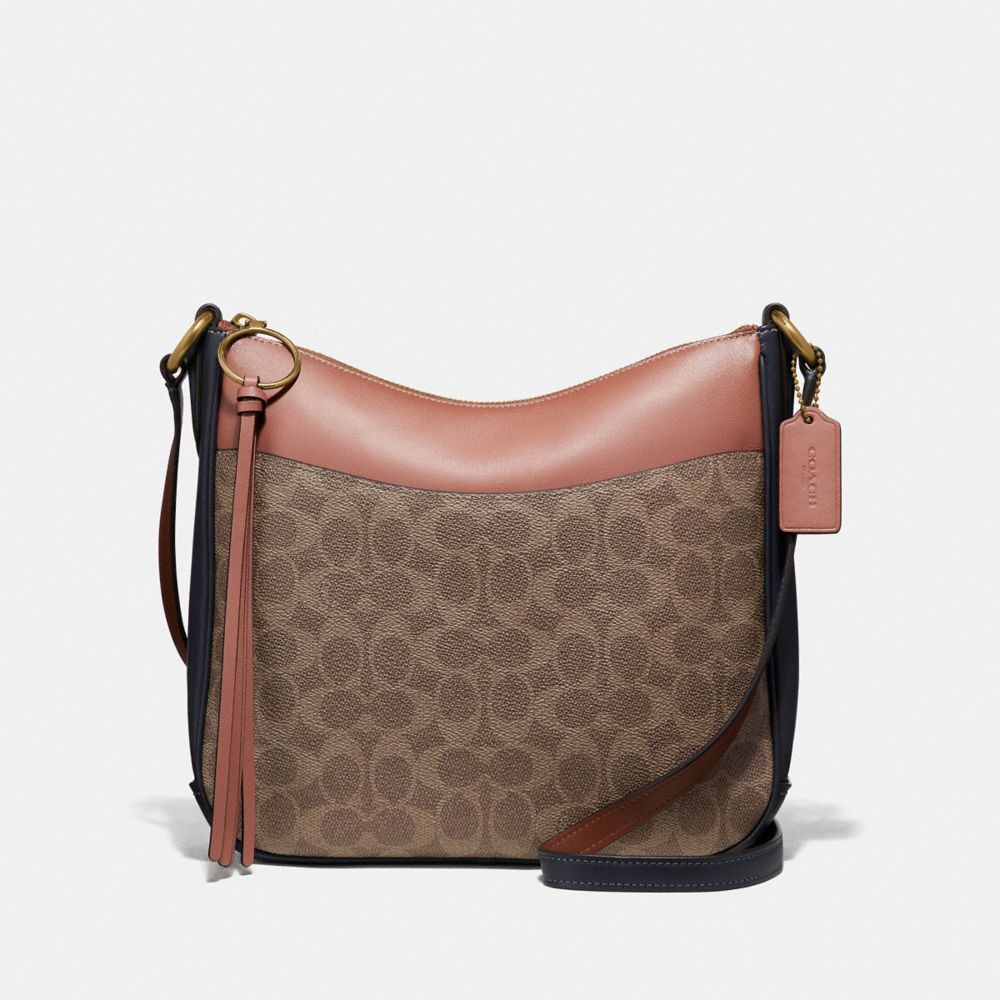 COACH Heart Shaped Crossbody Bag In Signature Canvas in Brown