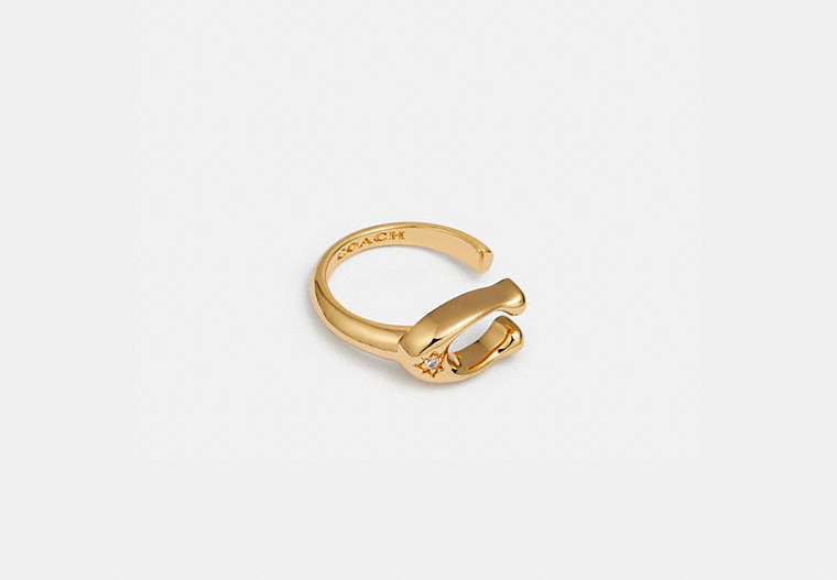 COACH®,SIGNATURE RING,Plated Brass,Gold,Front View