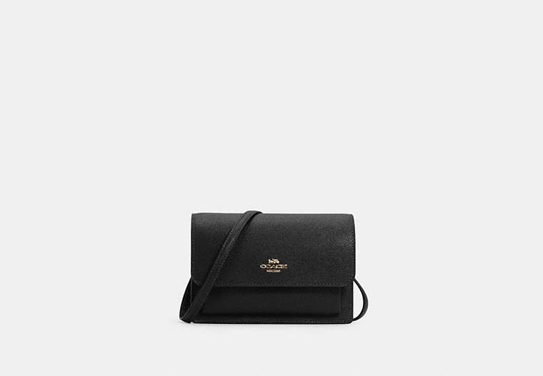 COACH®,FOLDOVER BELT BAG,Mini,Gold/Black,Front View