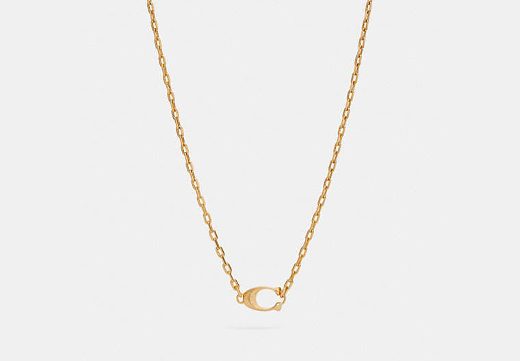 COACH®,SIGNATURE PENDANT NECKLACE,Plated Brass,Gold,Front View