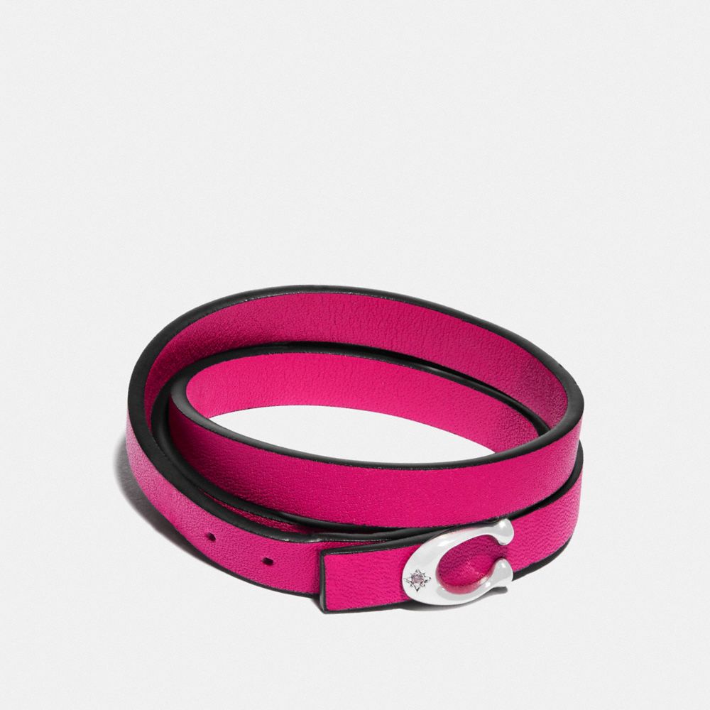 COACH®,SIGNATURE BRACELET,cubiczirconia,Silver/Bright Pink,Front View
