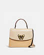 COACH®,PARKER TOP HANDLE WITH BUTTERFLY TURNLOCK,Leather,Medium,Ivory Multi/Pewter,Front View