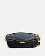 COACH®,DREAMER SHOULDER BAG WITH WHIPSTITCH AND SNAKESKIN DETAIL,Leather,Small,Brass/Black Multi,Inside View,Top View