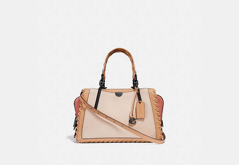 COACH®,DREAMER IN COLORBLOCK WITH WHIPSTITCH,Leather,Medium,Ivory Multi/Pewter,Front View