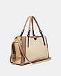 COACH®,DREAMER 36 IN COLORBLOCK WITH WHIPSTITCH,Leather,Large,Ivory Multi/Pewter,Angle View