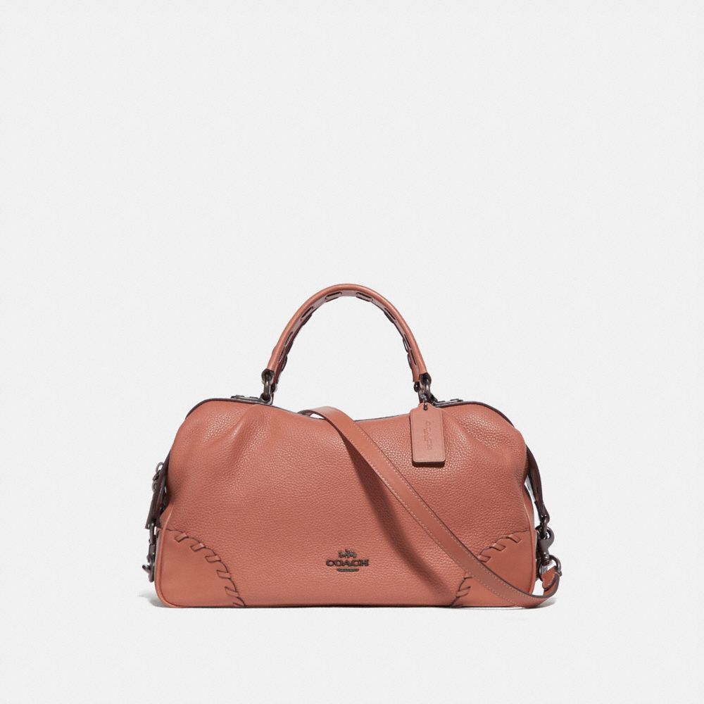 COACH®,LANE SATCHEL WITH WHIPSTITCH,Leather,Medium,Pewter/Light Peach,Front View