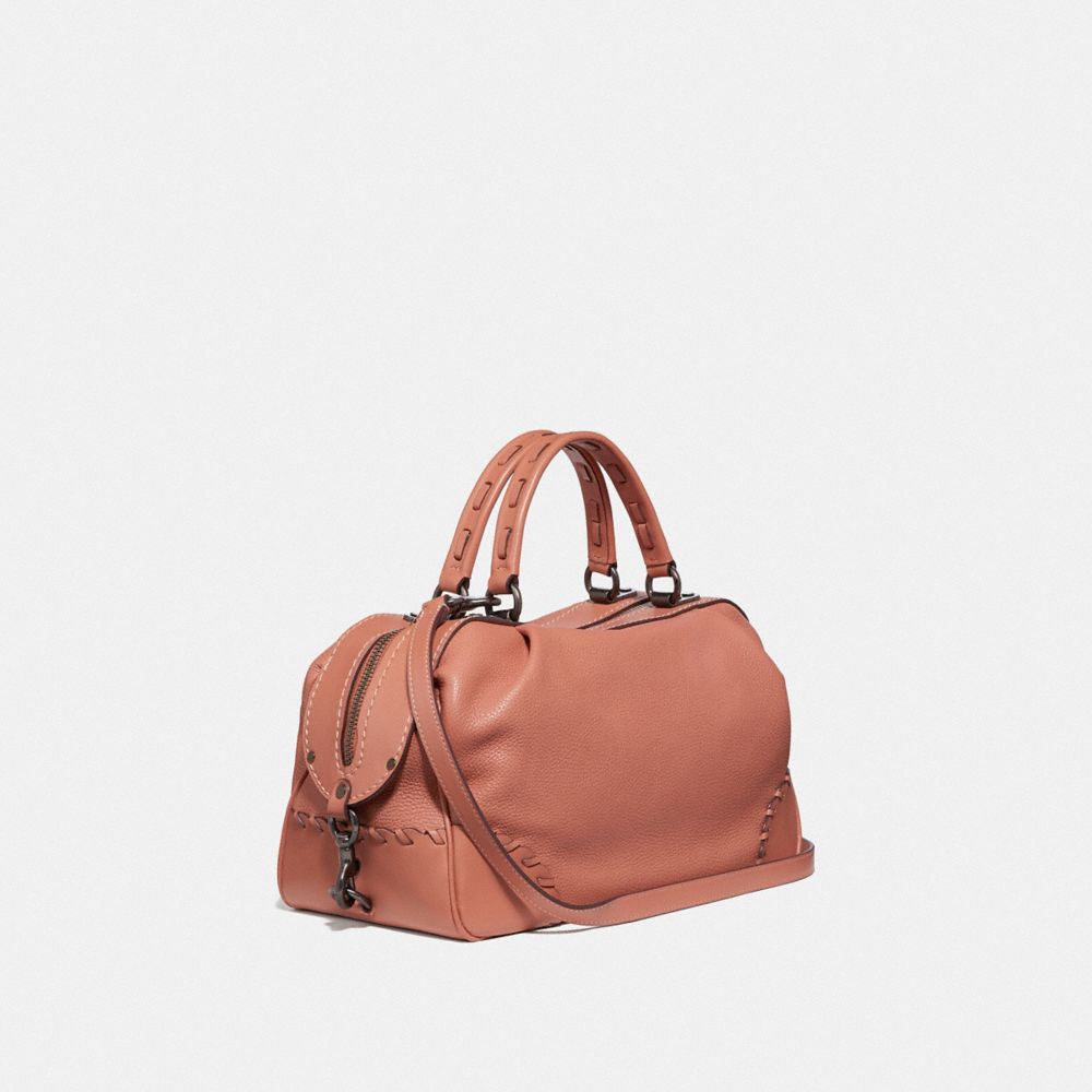 COACH®,LANE SATCHEL WITH WHIPSTITCH,Leather,Medium,Pewter/Light Peach,Angle View