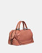 COACH®,LANE SATCHEL WITH WHIPSTITCH,Leather,Medium,Pewter/Light Peach,Angle View