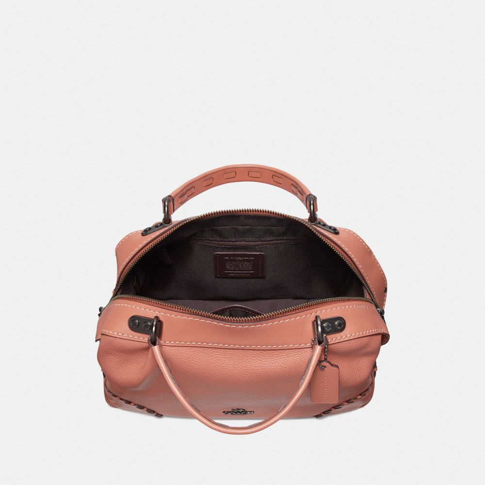 COACH®,LANE SATCHEL WITH WHIPSTITCH,Leather,Medium,Pewter/Light Peach,Inside View,Top View