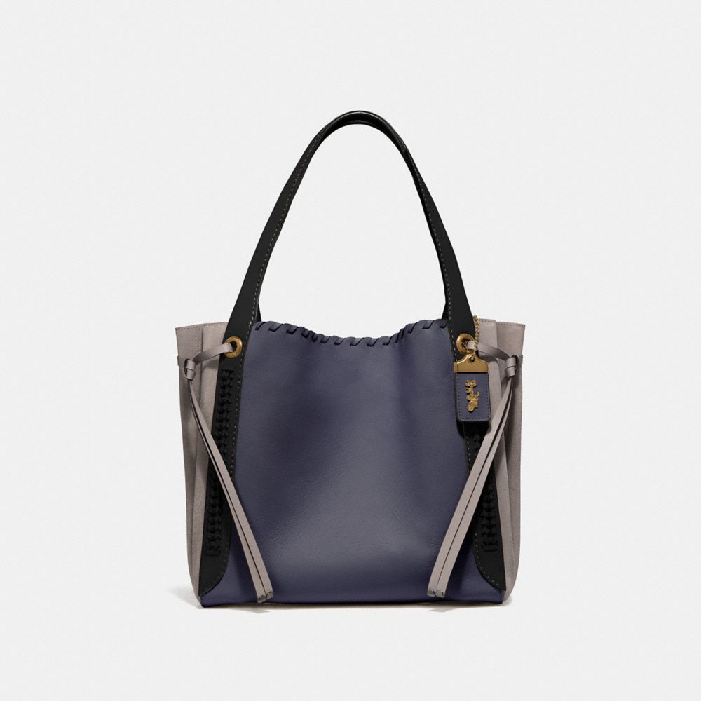 COACH®,HARMONY HOBO IN COLORBLOCK WITH WHIPSTITCH,Glovetan Leather,Medium,Brass/Ink Multi,Front View